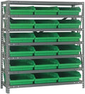 Quantum Storage Systems 1839-110GN Steel Shelving Unit with 4" Shelf Bins, 18" D x 36" W x 39" H, Green by QuantumStorageSystems