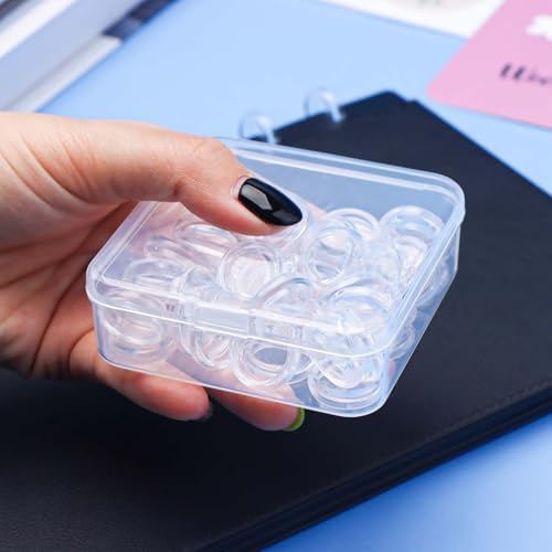 Clear Discbound Discs Set 50pcs 18mm Plastic Expansion Rings with Clear PP Holder PC Book Binding Discs for Disc Bound Notebook Planner Binder Accessories Note-Taking System (18mm) - Image 3