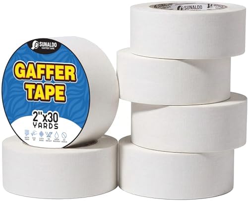 Gaffers Tape (2" x30 Yards) Heavy Duty, No Residue (6 Pack White) by Unknown