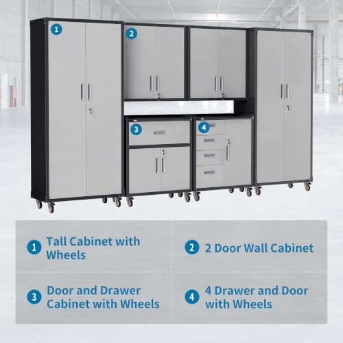 6-Piece Garage Storage Cabinets System Heavy Duty Workshop Set - Image 4