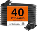 TiFFCOFiO Indoor Outdoor Extension Cord Waterproof, 40 Feet 3 Prong Power Cord for Home and Garden, 16 AWG, 13A/1625W, ETL Listed by TiFFCOFiO