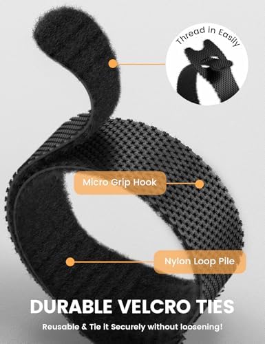Lamicall 100Pack Reusable Cable Ties, 6-Inch Nylon Hook Loop Straps - Image 3