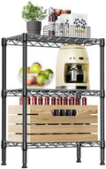 IZEUK 3-Tier Steel Storage Shelves, Heavy Duty Metal Shelf Wire Shelving Rack for Pantry, Kitchen, Living Room, or Office Organization (21.7" W x 11.8" D x 28.6" H, 750LBS, Black) by IZEUK
