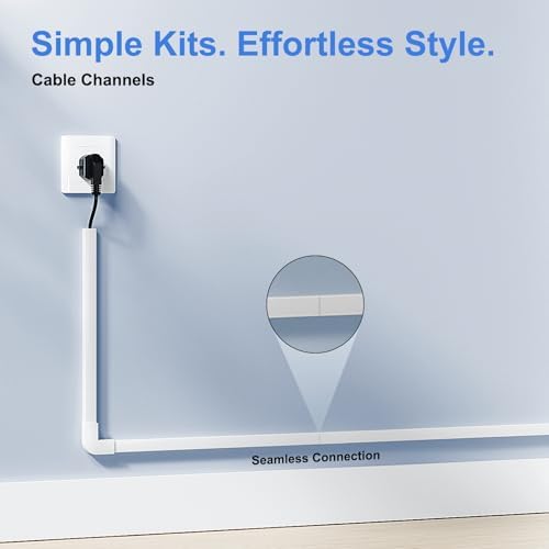 Yecaye Cord Covers for Wires on Wall, 113in, W1.18in H0.67in, White - Image 3