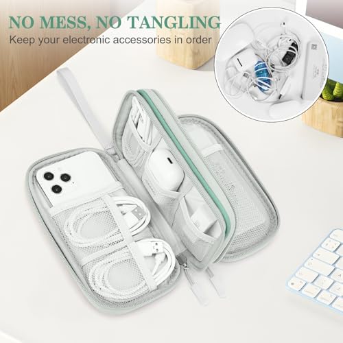 FYY Electronic Organizer, Travel Tech Pouch, Cable Organizer Green Quilted - Image 5