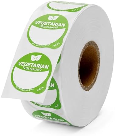 Vegetarian Food Labels, 1" Dot Blank Sticker Labels 1000 pcs by SutterSigns