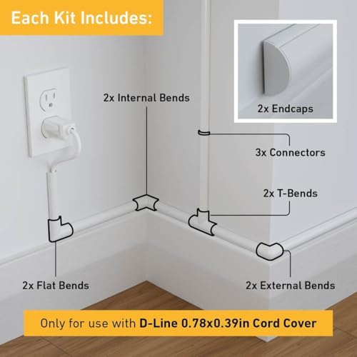 D-Line Cord Cover Accessory Pack - Only for use with 0.78in (W) x 0.39in (H) Lengths - Image 2