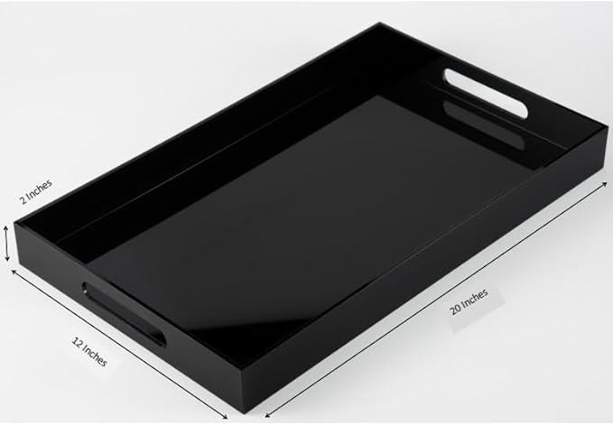 Glossy Black Sturdy Acrylic Serving Tray - Image 2