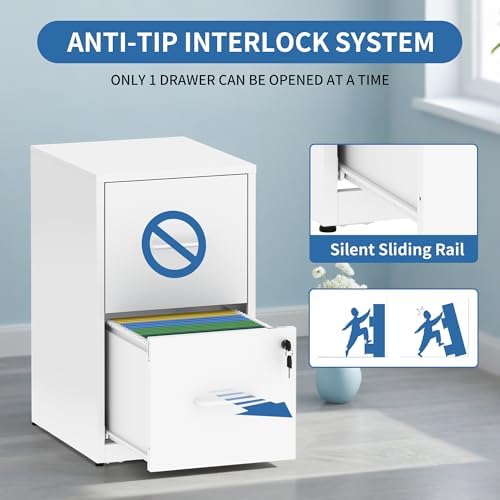 2 Drawer File Cabinet with Lock,Metal File Cabinet for Home Office - Image 6