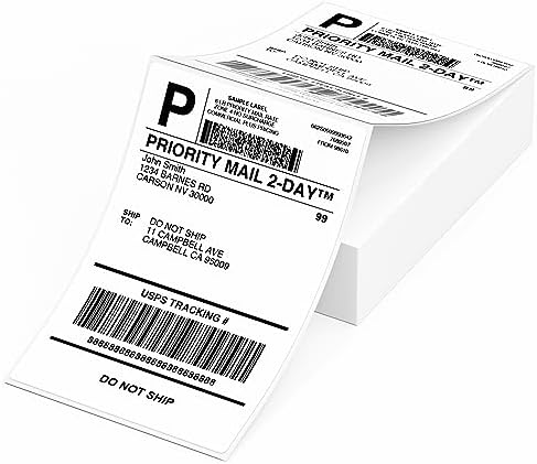 Phomemo Genuine 4X6 FanFold Thermal Shipping Label 100 Labels per Stack by Phomemo