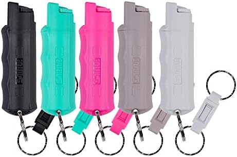 Sabre Pepper Spray with Quick Release Keychain for Self Defense – Multi Pack Max Strength OC with UV Marking Dye, Twist Lock Safety, Finger Grip, 10‑Sec. Spray, 14‑ft Range, Made in USA, 0.54 fl oz by SABRE