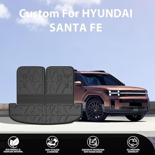 Cargo Mat Replacement for Hyundai Santa FE 2024 2025 2026, All Weather TPE Cargo Mat with Backrest Mat Rear Cargo Liner Replacement for Hyundai Santa Fe (Fit Hybrid and Fuel) Accessories - Image 2