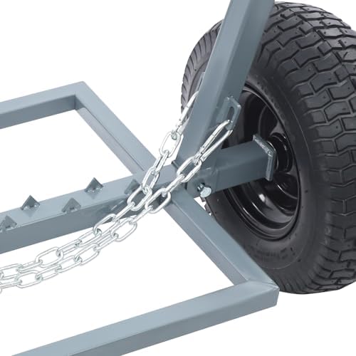 ATV Log Skidding Arch, 24" Dia Steel Log Dolly, 1500lbs Capacity Log Dolly Skidding Holder with Chain and 16" Pneumatic Tires for Farm, Commercial Wood Transport (Gray, 1500lbs Capacity) - Image 5