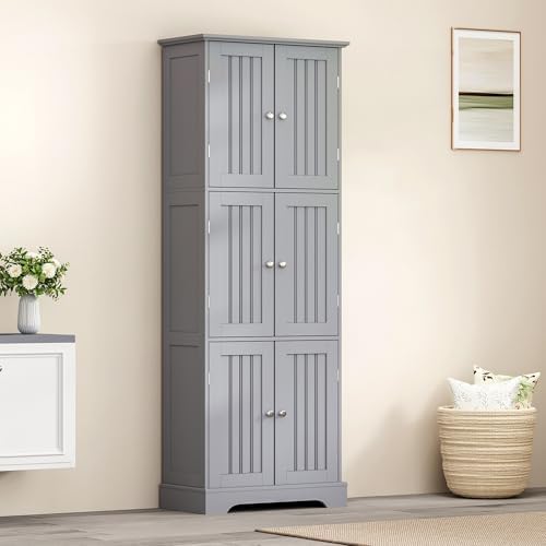 ChooChoo 63.2" Tall Bathroom Storage Cabinet with 6 Doors - Image 2