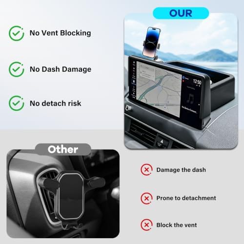 Car Phone Holder Fit for Honda Passport/Pilot 2026 w/Dash Tray Storge Box Organizer-Cell Phone Mount for Passport/Pilot Accessories 12.3inch Touch Screen 360 Degree Rotation (Not fit 14.5 inch) - Image 5