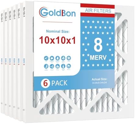 10x10x1 MERV 8 Air Filter 6-Pack for HVAC Furnace by GoldbonHVACFilter