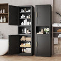 Tall Metal Narrow Bathroom Storage Cabinet 67" H, Tall Black Pantry Cabinets with 4 Adjustable Shelves and 2 Doors for Kitchen, Home Office, Living Room, Dining Room(20 inches Wide) by BAOLIWO