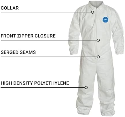 DuPont Tyvek 400 Disposable Protective Coverall with Elastic Wrists and Ankles, White, 2X-Large, 25-Pack - Image 2