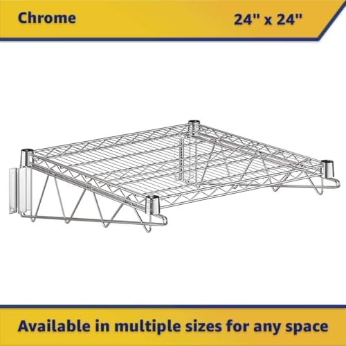 2 Pack 24" x 24" NSF Chrome Wire Wall Mount Shelf, Heavy Duty Metal Wall Mounted Storage Rack, Commercial Kitchen, Stock Rooms Shelving - Image 3