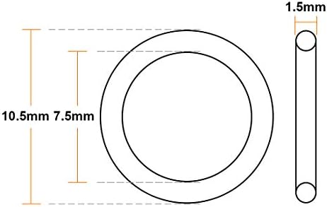 uxcell Fluorine Rubber O-Rings 10.5mm OD 7.5mm ID 1.5mm Width, Metric FKM Sealing Gasket, Pack of 20 - Image 3