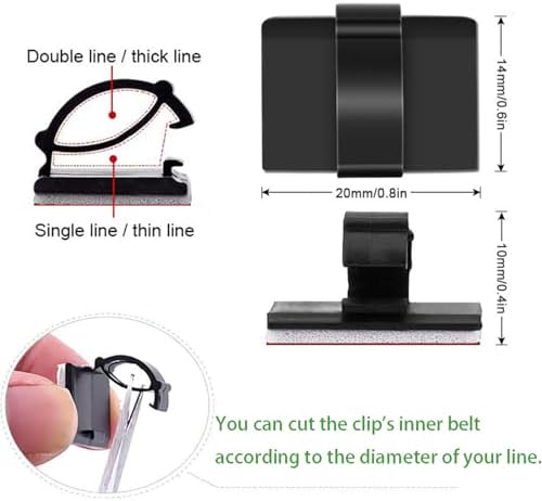 Cable Clips Self with 3M Adhesive Cord Organizer, Wire Holder Clamp Management Sticky for Desk Car Dash Cam Tables Wall, Black 30pcs - Image 2