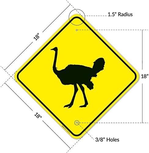 Ostrich Crossing with Graphic Sign, - Image 6