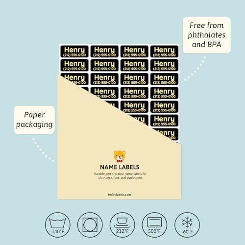 TeddyLabels - Clothing Labels for Nursing Home (60) – Self-Adhesive Name Tags for Clothes and Personal Items. Personalized Labels for Daycare, Nursing Homes, and Laundry Use - Black - Image 4