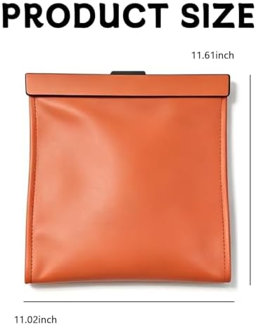 Leather Car Trash Can with Magnetic Closure, Leak-Proof Waterproof Hanging Car Trash Bin with Disposable Bags, Odor-Lock Garbage Can Organizer for Backseat, Console, Door, SUVs, Trucks (Orange) - Image 2