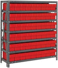 Quantum Storage Systems 1839-604RD Solid Heavy Duty 7 Shelves 54 Super Tuff Euro Red Bins 39" H x 36" W x 18" D by QuantumStorageSystems