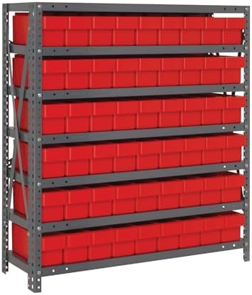 Quantum Storage Systems 1839-604RD Solid Heavy Duty 7 Shelves 54 Super Tuff Euro Red Bins 39" H x 36" W x 18" D by QuantumStorageSystems