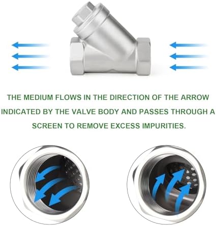 TAISHER 1Pcs 304 Stainless Steel 1-1/2" BSP Female WYE Y Strainer Mesh Filter Valve CF8 WOG 800 - Image 4