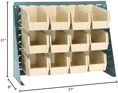 Quantum Storage Systems QBR-2721-230-12IV Ultra Bin Complete Bench Rack Package with 12 Ultra Bins, 27" x 8" x 21" , Ivory - Image 2