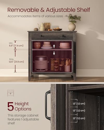 VASAGLE Buffet Cabinet, Coffee Bar with a Drawer, Adjustable Shelf - Image 4