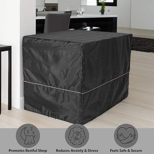 MidWest Homes for Pets Large Dog Crate Cover, Black Polyester Privacy Kennel Cover Fits Most 42-inch Crates, Machine Washable, Reduces Barking & Chewing - Image 3