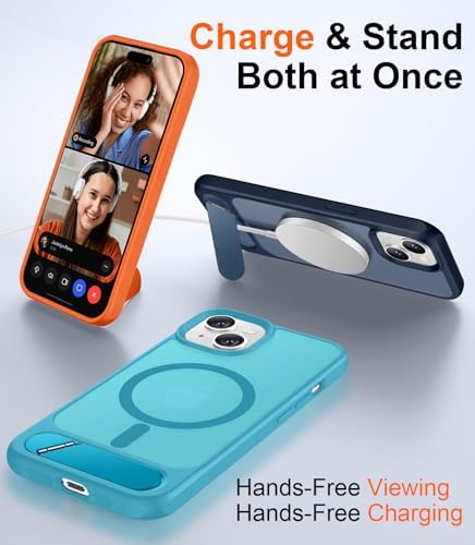 Temdan Magnetic Compatible with iPhone 14 Case/iPhone 13 Case,[Built-in Invisible Kickstand][Compatible with MagSafe][Military Grade Shockproof] Slim Translucent Matte Phone Case for iPhone 14/13 6.1" - Image 3