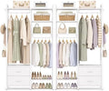Besiost 78.7'' Clothes Rack for Hanging Clothes - Reversible Clothing Rack with 4 Drawers, Heavy Duty Garment Racks with Shelves, 6 Tiers Freestanding Portable Closet Wardrobe System, Set of 2 White by Besiost
