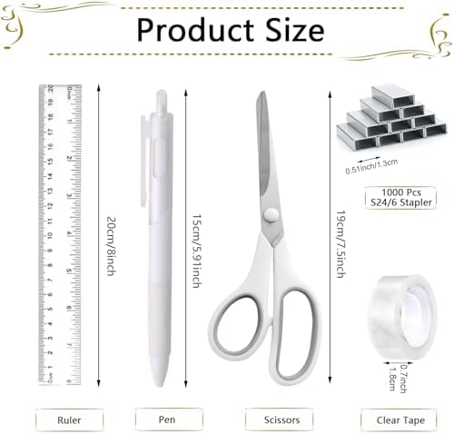 Office Supplies,Desk Accessories,Stapler and Tape Dispenser Set,1000 Staples,Staple Remover,Pen Holder,Folding Phone Holder,Journal Notebook,Ballpoint Pen,Scissor,Ruler,Clear Tape,Sticky Notes,Ect - Image 7