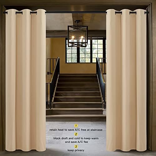 NICETOWN Closet Curtain for Bedroom Door, Faux Folding Accordion Doors, Blackout Noise Reducing Room Divider for Doorway Laundry Room Bifold Door (1 Panel, 5ft Wide x 9ft Long, Biscotti Beige) - Image 2