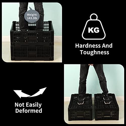 Collapsible Storage Bin Containe，52 Liter Transferheavy duty plastic storage box ,milk crates heavy duty Transit storage of various items black (1) - Image 6