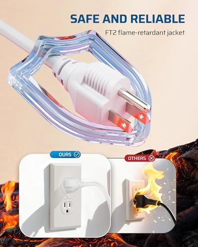 DEWENWILS 3 Foot Extension Cord, SJTW AWG16/3 ETL Listed, White, 2 Pack - Image 2