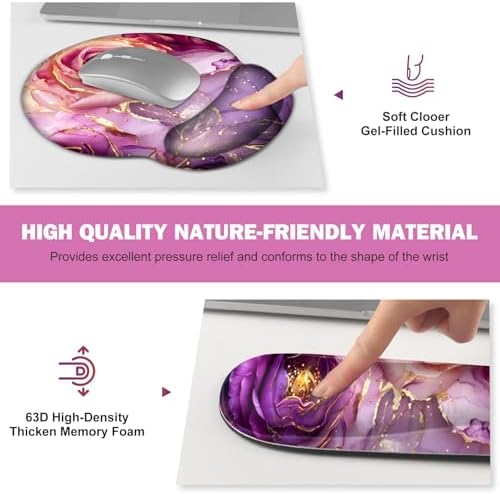 Gaming Mouse Pad Large Desk Mat, Cute Purple Marble Rose Desk Pad Protector - Image 5