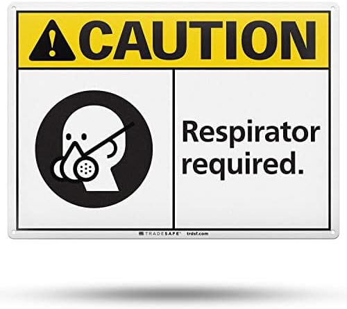 TRADESAFE Caution Respirator Required Sign, Aluminum PPE Safety Signs by TRADESAFE
