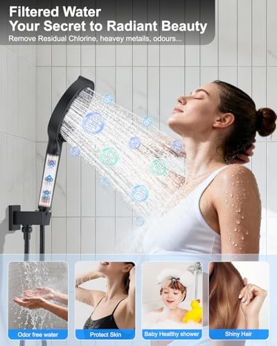 KOJOX Matte Black Dual Shower System 11" Rain + 6" Wall & 6-Mode Handheld - Image 6