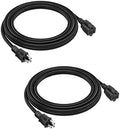 2 Pack 8FT 16AWG SJTW Heavy Duty 3 Prong ETL Extension Cord Indoor Outdoor by Belllights