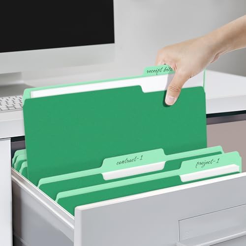 SUNEE File Folders, 18 Pack Manilla Folders 8.5 x 11, Colored File Folders Home Office School Supplies for Documents Files Paper, Green - Image 6