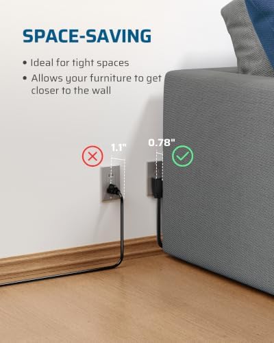 DEWENWILS 25FT Flat Extension Cord 3 Outlet, 16/3, Black, ETL Listed - Image 5