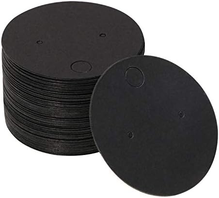 Shapenty 4cm Diameter Small Round Blank Kraft Paper Ear Studs Earring Display Cards Price Label Tag Jewelry Cards Holder, 50PCS (Black) by Shapenty
