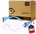 BISON LIFE Clear/Blue Safety Glasses for Men & Women, ANSI Z87.1, 144 Pack by BisonLife
