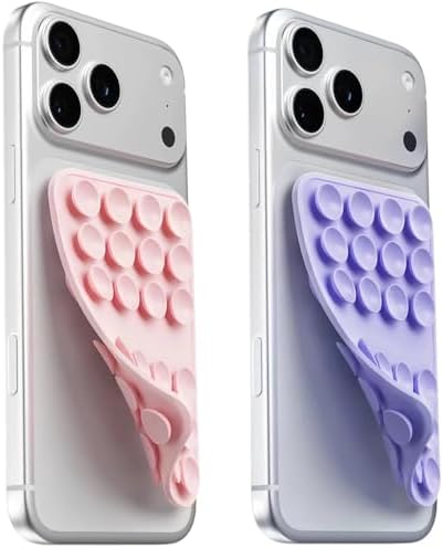 2 Pack Upgraded Double Sided Suction Cup Phone Mount, Lavender & Light Pink by Mnyatr