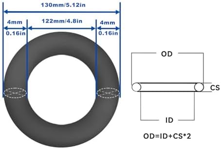 Nitrile Rubber O-Rings 130mm OD 122mm ID 4mm Width, Metric Sealing Gasket for Plumbing, Gas, Automotive and Faucet Repair, Pack of 10 - Image 2